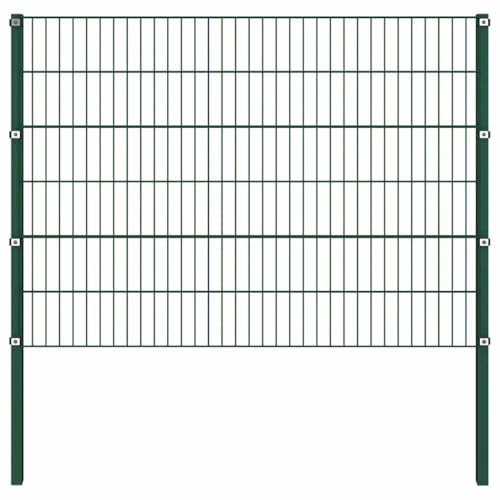Solivagant Panneau de clôture avec poteaux en Fer 1385 x 120 cm Vert,(120.56 KG)