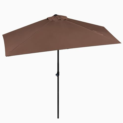 Genérico Sombrilla De Exterior De 2.50m Sombrilla De Jardín con 5 Varillas Resistentes Y Parasol Excentrico Protección UV para Piscina, Jardín, Balcón Y Terraza(Coffee)