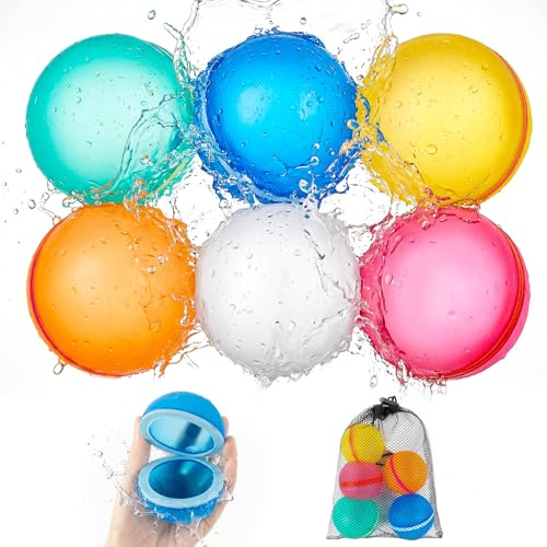Magnetische Wasserbomben Wiederverwendbar 6 Stück, Silikon Wasserbomben Selbstschließend, Sommer Wasserspielzeug für Garten, Pool, Strand & Party