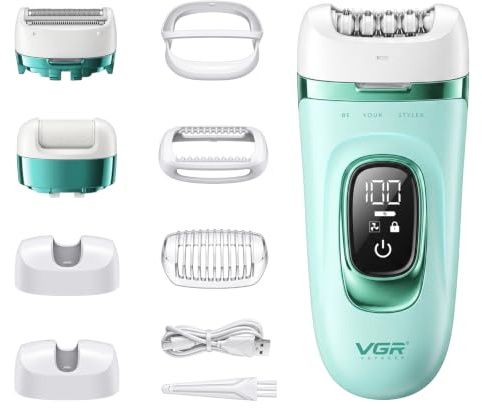 VGR 762 Epilateur Electrique Femme 3 En 1 Sans Fil IPX7 Et Mode Turbo, Vert