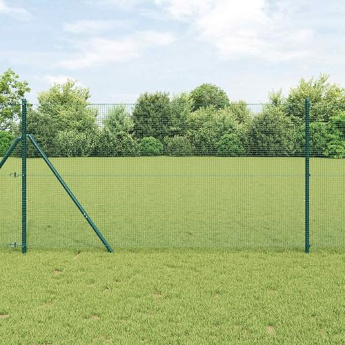 Kaloriko Valla de alambre soldada verde resistente para jardín y terraza, 1000 x 140 cm, rejilla de metal, protección visual, panel de doble varilla, seguridad