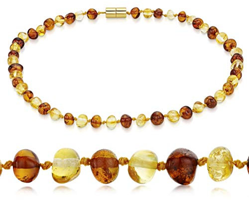 NATUR BERNSTEIN KETTE HALSKETTE ECHTE BALTISCHE BERNSTEIN (35cm) Amberta®