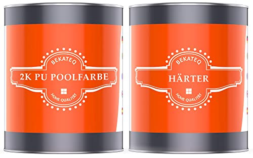 BEKATEQ 2K PU Poolfarbe 1 kg, weiß I Glänzende Schwimmbadfarbe für Poolbecken aus GFK, Polyester, Beton, Stahl, Fliesen I Lack auf PU-Harz Basis, Schwimmbeckenfarbe, Poolbeschichtung LS-405