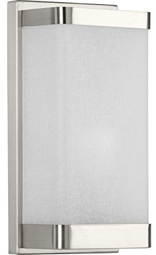 Progress Lighting 1-Light Linen Glass Wall Sconce, Indoor, P710072-009, Brushed Nickel