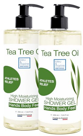 Bleu & Marine Bretania Tea Tree Shower Gel | Deep Cleanse & Detox | Fights Athlete's Foot & Ringworm | For Active Individuals | Anti-Fungal & Anti-Acne, 200 ml (2 Pack)