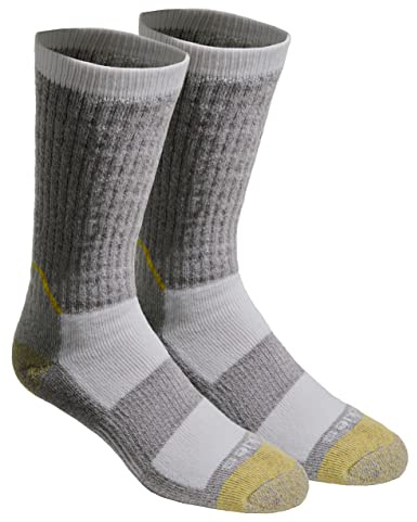 Dickies Men's Kevlar Reinforced Steel Toe Crew Socks, Available in L-XL (2, 4 Pairs), Grey (2 Pairs), Large