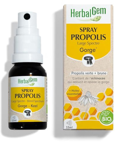 HerbalGem - Propolis Large Spectre Spray Bio - Dès sensation d’un refroidissement – 15 ML