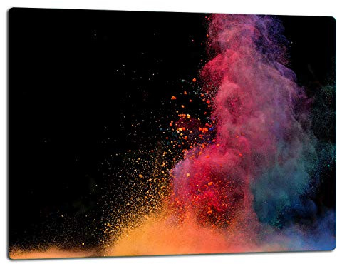 TMK - Planche à découper en verre, avec plaque de cuisson en ceranfeld, 52 x 40 cm, motif noir