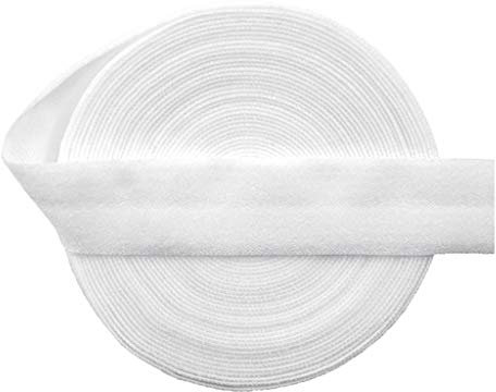F Fityle 10m Schrägband elastisches Band Falzband Falzgummi, 20mm, Einfaßband Gummi schneidern, Gummiband, Weiß