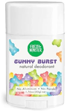 Fresh Monster Natural Deodorant For Kids And Teens | Aluminum Free, Paraben Free, Hypoallergenic | Gummy Burst Scent (1.76Oz)