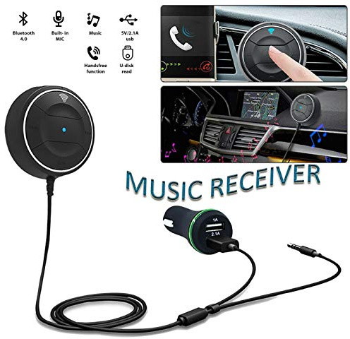 Kit récepteur de voiture Bluetooth sans fil, Riloer récepteur stéréo audio Bluetooth MP3 portable de pour Windows, iPhone, iPad, Android, PC