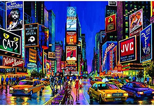 malen nach Zahlen ab 7 Jahre mädchen kleine Geschenke für Kinder New York Street Nachtansicht Mama Geschenk Malen nach Zahlen für Erwachsene Leinen DIY ölgemälde ölfarben Weihnachten Geschenke