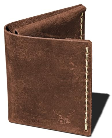 HAEUTE Minibörse MONO aus braunem Nubuk für Herren • minimalistisches Design: edel, smart, verschleißfrei • für Kleingeld, 10+ Karten und Scheine bis 200€ • Ihr Werkstattprodukt aus dem Allgäu