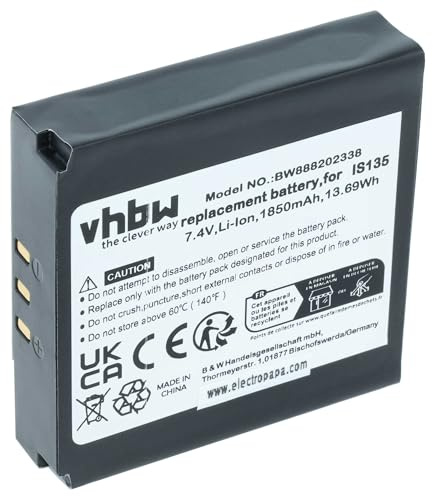 vhbw Akku Ersatz für Pax IS135 | 25B1001 für Barcodescanner POS (1850 mAh, 7,4 V, Li-Ion)