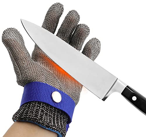 Schnittfeste Handschuhe, schnittfeste Metallhandschuhe, Schneiden und Schlachten von Kettensägen, Handschutz, Edelstahl-Drahthandschuhe (Größe: L)