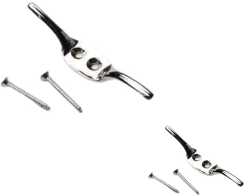 Chrome Cleat Hooks for Roman Blinds, Curtains & Washing Lines, 2 Pack | 2 chrome cleat hooks with screws for Roman blind cords, curtain cords, tie backs and light cord tie-down use.