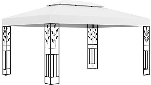 Mogou Pavillon mit Doppeldach, Faltpavillon, Pergola, Partyzelt, Standmarkise, Sonnenzelt, Garten Pavillion, Grillpavillon, 3x4 m Weiß