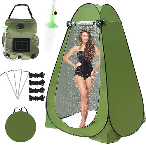Pop-Up-Sichtschutzzelt, Duschzelt, Umkleidezelt, tragbar, für den Außenbereich, Camping, Badezimmer, WC-Zelt, Umkleidezimmer, Sichtschutz, Zimmer für Wandern, Strand, Sonnenschutz, wasserdicht, grün