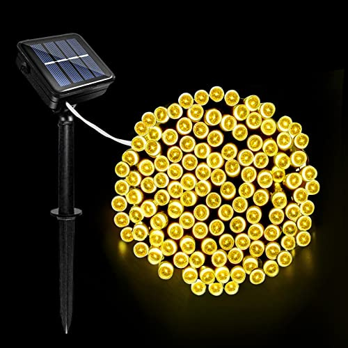 Acxilexy 12M 100 LED Guirnaldas Luces Exterior Solar, Luces solares led exterior, Cadena de Luz Solar, 8 Modos, IP65 Impermeable Cadena Fuera de Luces para Jardín, Fiestas, Patio, Arboles, Bodas