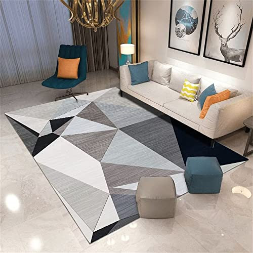 RUGMRZ Flauschig Moderne geometrische einfache Wohnzimmer Wohnzimmer Balkon Teppich blau Teppich Flur rutschfest Designer Teppiche flauschig bettumrandung teppich80x120CM
