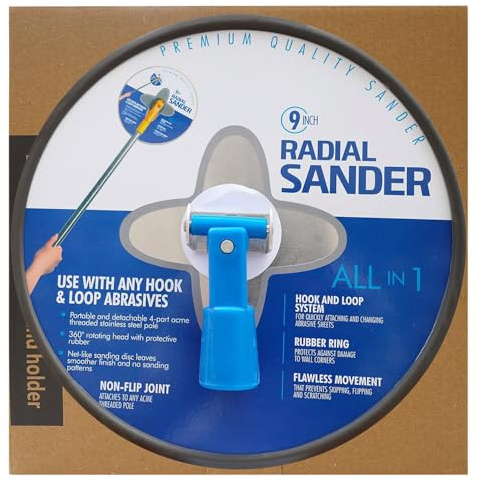 Tonmp 22,9 cm Radial-Handschleifer, 22,9 cm Klett-Hand-Trockenbauschleifer für Wandreinigung und Polieren