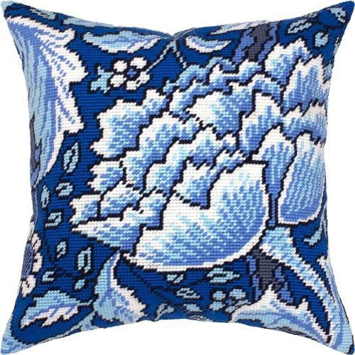 Brvsk Windrush Pion Broderi kit med tryckt gobelängduk (40 × 40 cm) – broderikudde kit för kreativ heminredning – handarbetskit för vuxna nybörjare