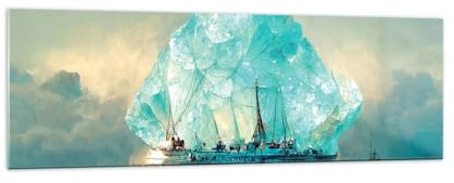 Quadro su Vetro 160x50cm Stampe da Parete in Vetro Iceberg Nave Oceano Grandi XXL Decorazione Murale Camera da Letto Cucina 1 pezzo Quadri Moderni Soggiorno Grafica Immagini Wall Art GAB160x50-5978