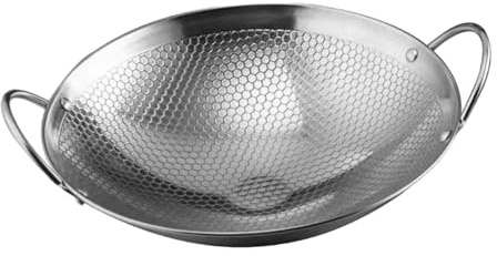 MagiDeal Chinese Wok, Stainless Steel Wok, Conduction Drawing Wok, Round Bottom Wok, Frying Pan for Home Restaurant Cooktops, 7inch