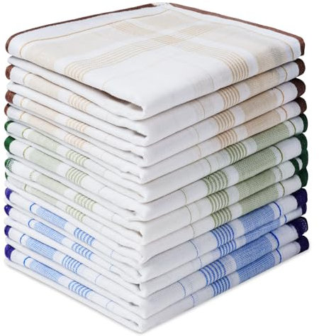 Aomig Fazzoletti Uomo, 12 Pezzi Fazzoletto da Taschino 40cm*40cm, Grandi Fazzoletti in Cotone per Uomini, Regalo Elegante