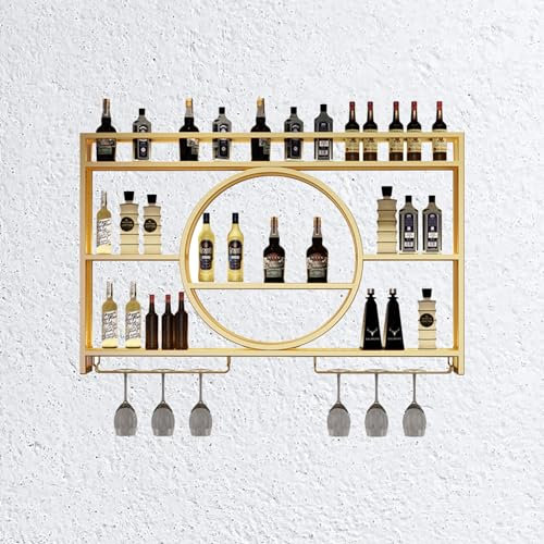 Botellero Vino Pared Para Vinoteca con Portavasos Wine Rack Garrafeira de Vino Mueble Bar para Casa Salon Barra Bar Muebles Cocina Estantes de Almacenamiento Estante de Exhibición ( Color : Gold , Siz