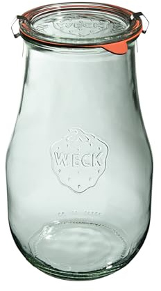 Weck Tulpenglas 2700 ml 4 Stück | Glas mit Deckel, Dichtung und 2 Verschlüssen | zum Einmachen von Konserven, Säften, hermetischer Aufbewahrung von trockenen Zutaten