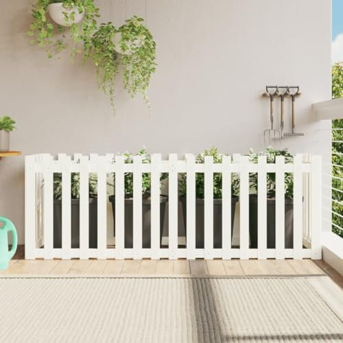 ZEYUAN Hochbeet Lattenzaun-Design Weiß 200x50x70 cm Massivholz Kiefer, Palettenrahmen, Hochteich, Gemüsebeet, Kräuterregal Balkon, Blumenbeet, Kräuterspirale, Tomatenbeet, Pflanzhochbeet - 832513