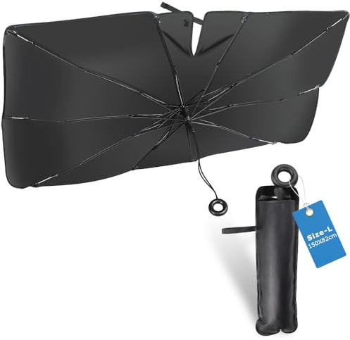 Auto Sonnenschutz Frontscheibe 150cm*82cm, 2024 Neu 360° Drehbar Faltbarer UV-Schutz Auto Sonnenschirm für Windschutzscheibe, Auto Frontscheibe für die meisten Autos SUVs MPV