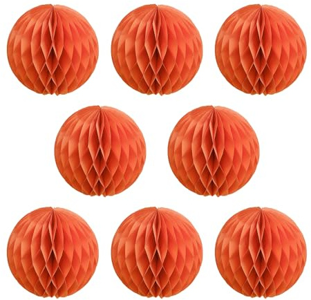 Activesale 8 bolas de panal de abeja de 3 pulgadas, decoración de fiesta, bolas de flores colgantes, adornos de pompones de papel para bodas, fiestas de cumpleaños, Navidad (naranja)