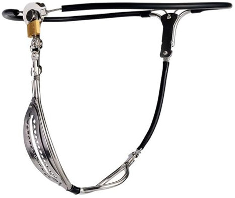 Hrekssi Edelstahl Keuschheitsgürtel Frau Damen Keuschheitskäfig Vagina Schloss Chastity Belt Sexy Unterwäsche Höschen Chastity Device Extrem Bondage BDSM Sexspielzeug für Paare, 70-80 cm