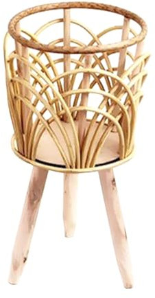 PEKIALY Rattan-Pflanzen Ständer Indoor-Pflanzer, Gewebter Blumentopf-Pflanz Ständer, Hoher Rattan-Pflanz Korb, Rustikaler Indoor-Weidenkorb, Rattan-Korb Boho-Korb Dekorative Blumentöpfe(Klein)