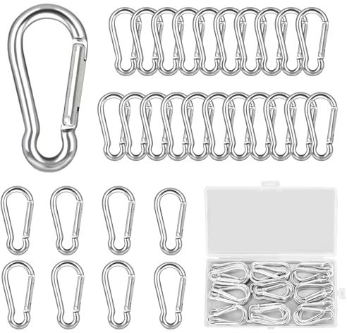 UVVRUR 40 Stück Aluminium Karabiner, 40x4 mm, Karabinerhaken Klein, Schlüsselanhänger, für Rucksack, Gürtel, Zelt, Camping, Reisen