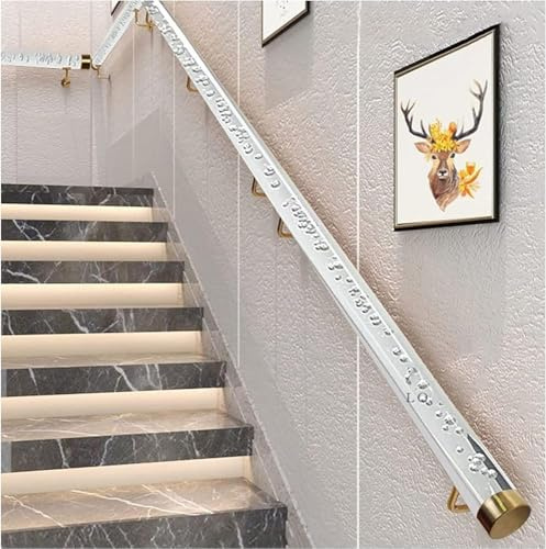 LQSYBHD Clear Acrylic Stairs Handrail Banister，Wall Mount Support Hand Rail - Non-Slip Transparent Crystal Indoor Railing Grab Bar，Complete Kit(Size:100cm(3.2ft),Color:gold hook)