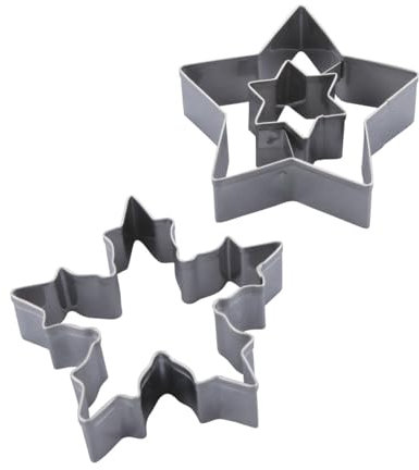 Dr. Oetker Ausstecher Set Linzer Schneeflocke & Stern – 2-teilig, Perfekt für Weihnachtskekse, aus hochwertigem Edelstahl, rostfrei, spülmaschinengeeignet