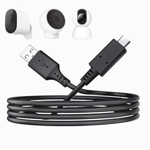USB C Power Cable 3M, Extension Cord for Mi Wireless Outdoor Security Camera 1080p, Mi Camera 2K Magnetic Mount, A to C Charging Cable for Security Camera, Black