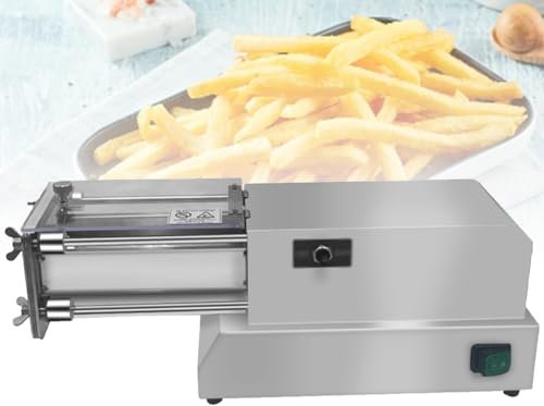 Cortadora de patatas eléctrica de 200 W, máquina cortadora de patatas fritas de acero inoxidable, cortadora eléctrica, cortadora automática de patatas con cuchillas de 8/10/12 mm, para patatas, cebo