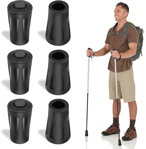 Nordic Walking Stöcke Gummipuffer 6Stück, 11mm Gummipuffer für Wanderstöcke | Wanderstöcke Gummipuffers, Ersatz Gummi Puffer für Wanderstöckes Asphalt Kies Berge Wandern