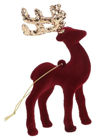 BESTonZON Rentier-weihnachtsdeko Beflockte Hirschfigur Für Tisch Oder Regal Weihnachtsbaum-anhänger Elch-Dekoration Mit Paillettenhorn