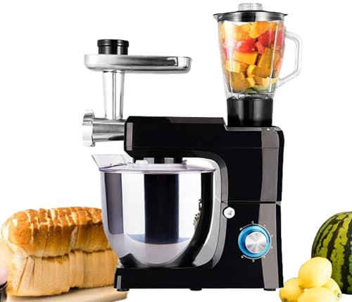 Robot da cucina da 1500 W con ciotola da 8 l, include spremiagrumi, tritacarne e accessori opzionali, gancio, frusta, frusta, potente elettrodomestico da cucina per uso domestico