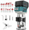 Affleureuse à Bois Défonceuse Électrique,800W Routeur à Bois Électrique,30000 rpm Bois défonceuse affleureuse, Affleureuse Défonceuse avec 16 Fraises Carbure de TungstèNe 1/4(Sans Batterie&Chargeur)
