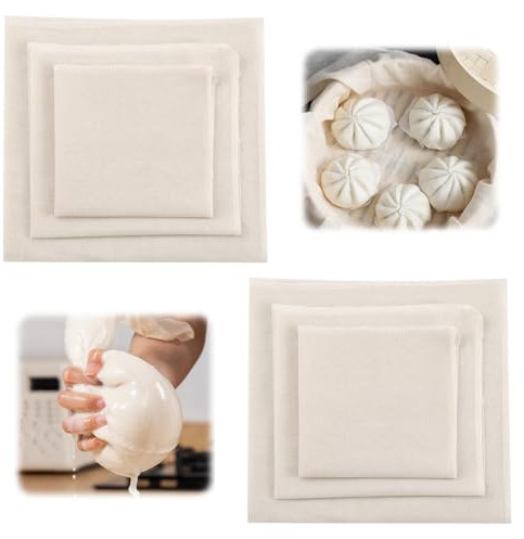 6 Pcs Cheese Cloths for Straining Reusable, Unbleached Muslin Cloths for Cooking, Cheesecloth for Straining, Juicing, Cooking, Baking, Cheese Making (30x30cm, 50x50cm, 60x60cm)