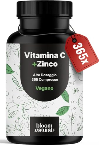 Vitamin C Zink Tabletten hochdosiert – 365 Stück Jahresvorrat – vegan & produziert in Deutschland Laborgeprüft - Verpackung kann variieren