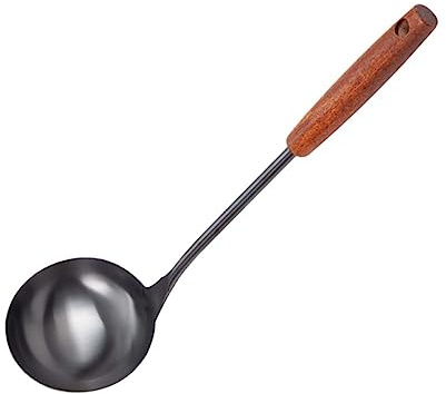 PRETYZOOM Stainless Steel Soup Ladle Wooden Handle Deep Serving Spoon for Soups and Sauces Kitchen Cooking Utensil for Home Use Sturdy Kitchen Tool