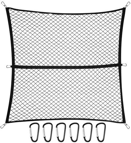 TAUYANG Cargo Net for Pickup Truck Bed for Chevy Chevrolet Silverado/GMC Sierra 1500 2500 HD 3500 HD 2000-2025 2026 Accessories Mesh Organizer Stretchable 4'x4' to 7'x7' Netting Highly Elastic