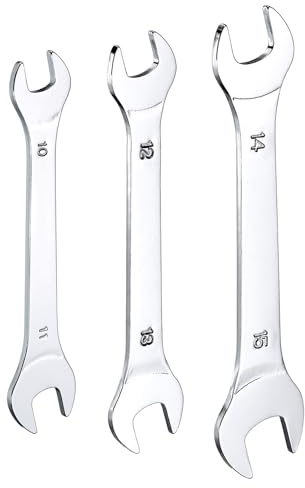 sourcing map 3pcs Double Open End Thin Wrench Set 10×11/12×13/14×15mm Metric Super Thin Small Flat Head Wrench Mirror Polished Open Ended Spanner for Automotive Repair Furniture Assembly